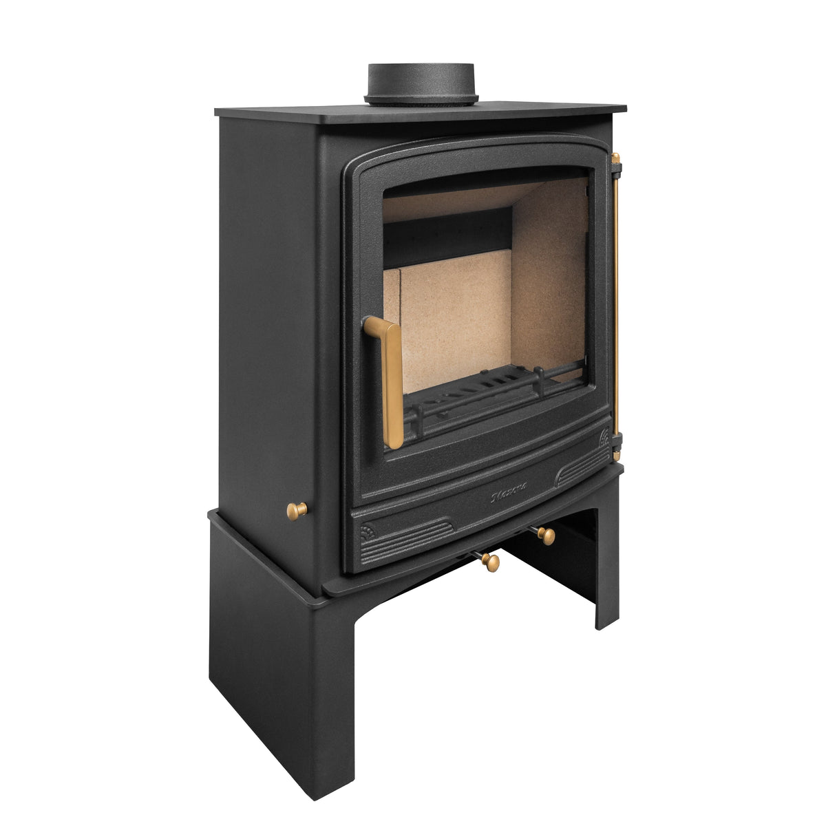Mazona Warwick Widescreen 5kW Multifuel Woodburning Stove, With Log Store, Freestanding, Eco Design Approved, Defra Approved