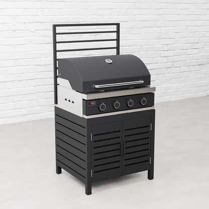 Draco Grills Scandic Modular 4 Burner Barbecue Cabinet with Double Cupboard & Fridge Unit