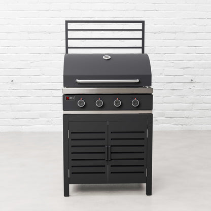 Draco Grills Scandic Modular 4 Burner Barbecue Cabinet with Double Cupboard & Fridge Unit
