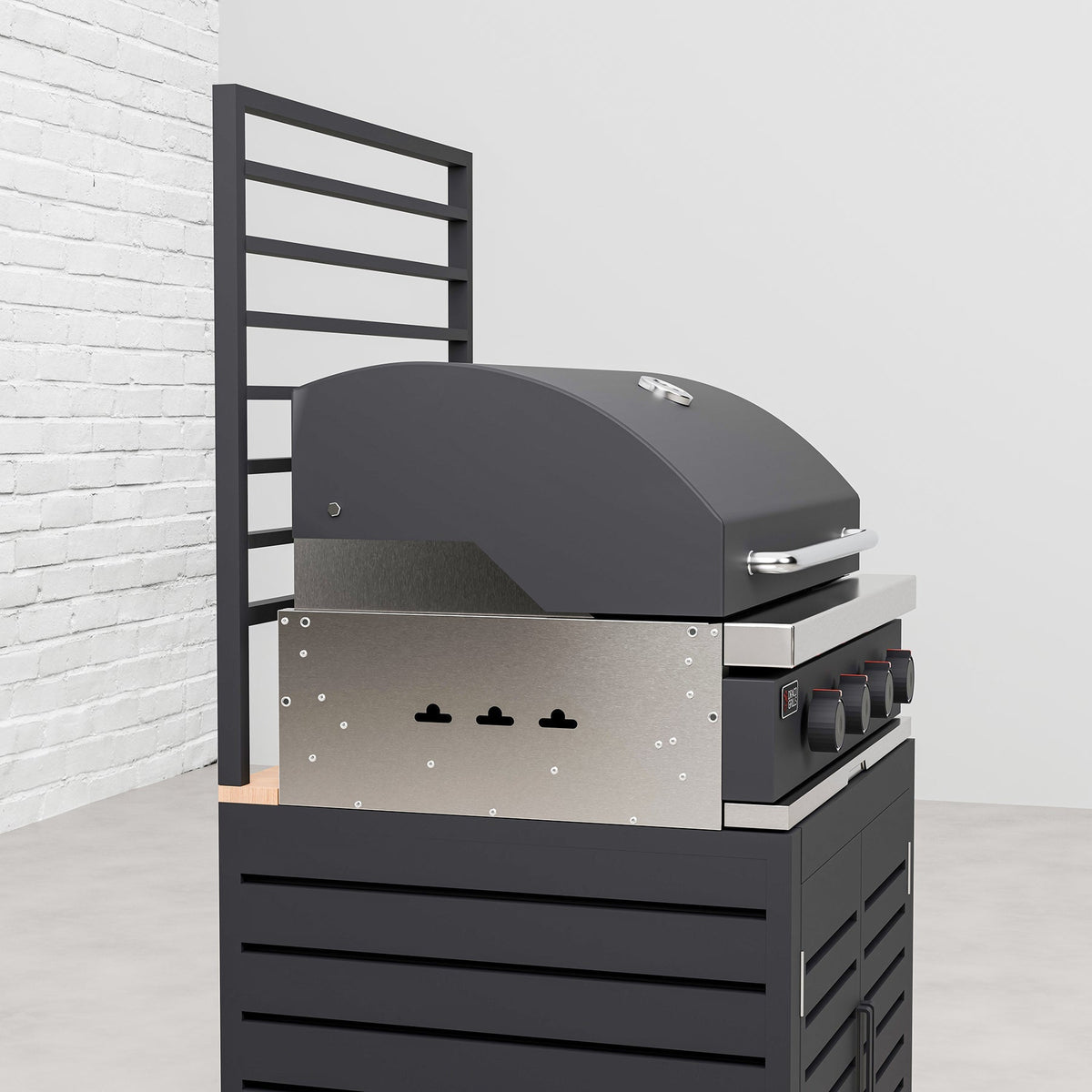 Draco Grills Scandic Modular 4 Burner Barbecue Cabinet with Double Cupboard & Fridge Unit