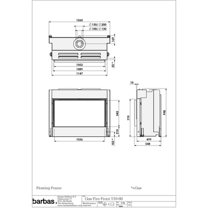 Barbas Built-In Fireplace 110-60 Gas Fire - Balanced Flue