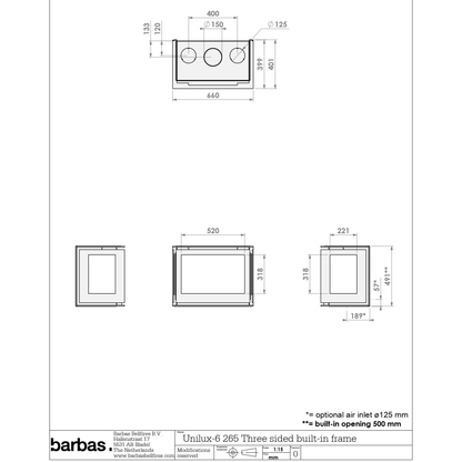 Barbas Unilux 265 3 Sided Wood Burning Stove