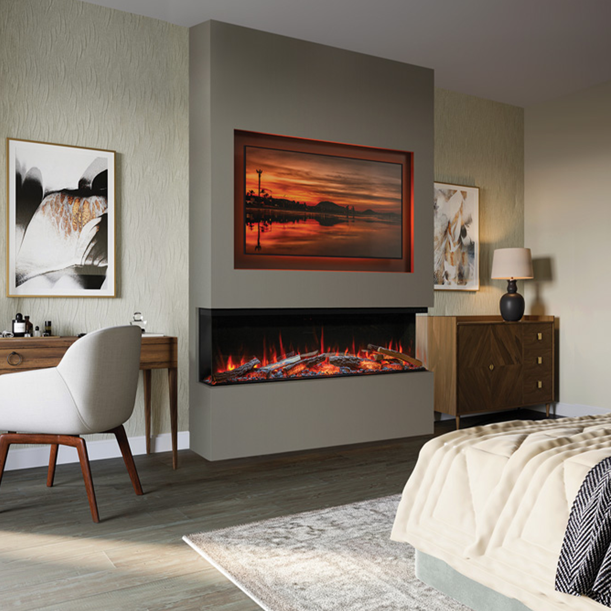 Gazco Onyx Avita 160RW Electric Fire with Luxury Logscape - Showroom Exclusive