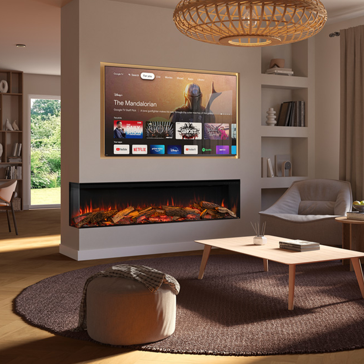 Gazco Onyx Avita 190RW Electric Fire with Luxury Logscape - Showroom Exclusive