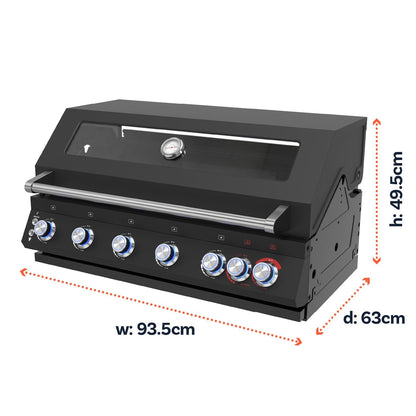 Boss Grill 6 Burner Built-In Gas BBQ - Black