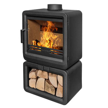 Mazona Heatwave 8kW Log Store Multifuel Woodburning Stove, Freestanding, Eco Design Approved, Defra Approved