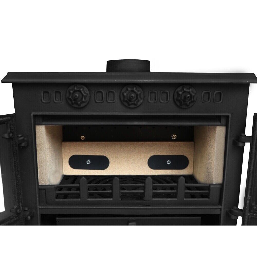 Interior of Model JA006 cast iron multifuel stove