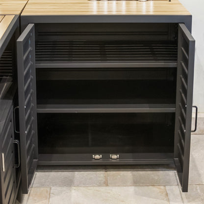 Draco Grills Scandic Modular 4 Burner Barbecue Cabinet with Double Cupboard & Fridge Unit